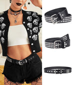 Studded Belts Women Y2K Stud Punk Rock Woman Girls Black Waist Belt for Cosplay Halloween
