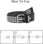 Studded Belts Women Y2K Stud Punk Rock Woman Girls Black Waist Belt for Cosplay Halloween