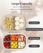 Travel Pill Organizer, 8 Compartments Portable Pill Case, Daily Pill Box to Hold Vitamins, Small Pill Container for Pocket Purse Medicine Organizer（Khaki）