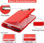 Clipboard with Storage for Office Supplies Clip Boards 8.5x11 with Storage for Nurse,Side Open Nurse Clipboards Foldable Storage Clipboard,Plastic Clipboards with Low Profile Clip Clip Board-Red