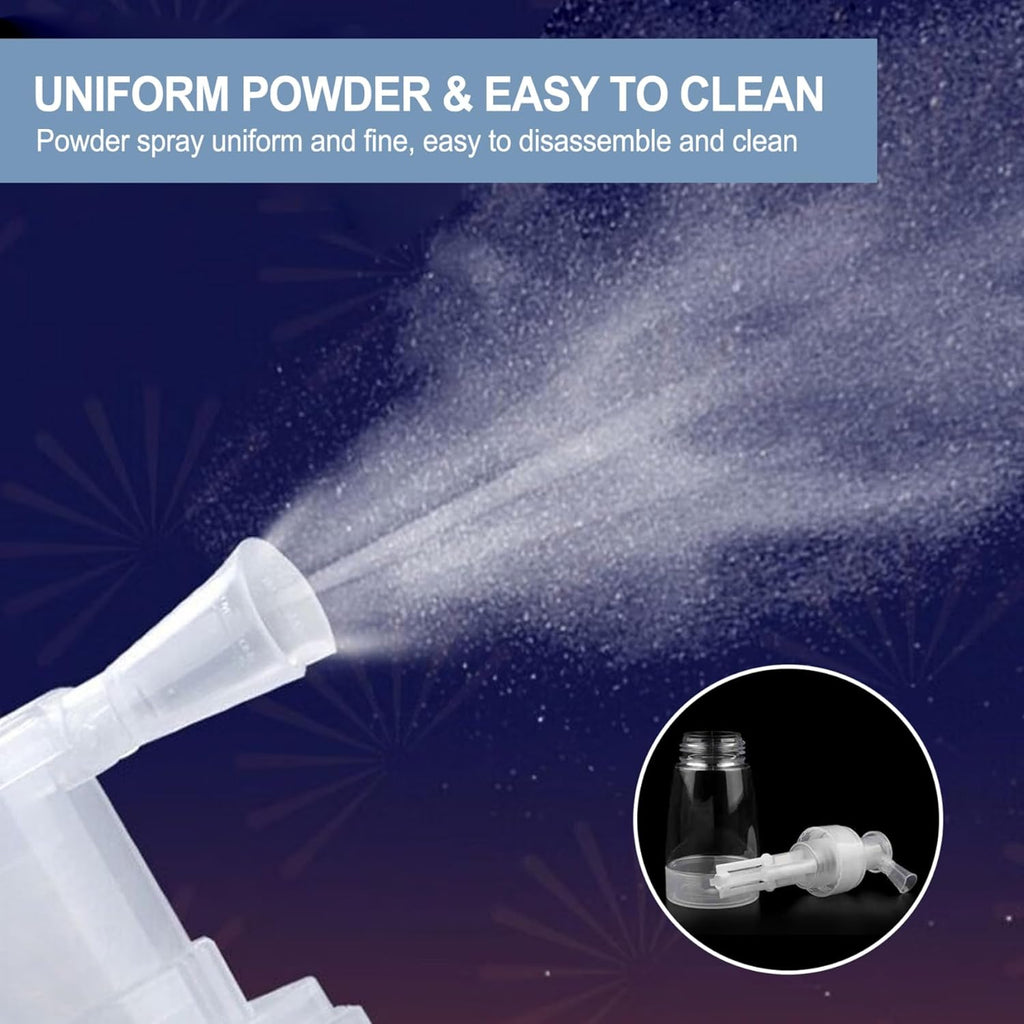 2PCS Powder Spray Bottle, 180ml Portable Powder Dispenser with Converging Nozzle, Powder Container Even Dispensing Powder Spray for Baby Powder, Body Powder and Even Edible Glitter