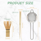 Matcha Whisk Set,Bamboo Matcha Whisk Set,Bamboo Matcha Whisk (Chasen),Traditional Scoop (Chashaku),Stainless Steel Sifter,Japanese Tea Tools for Ceremony