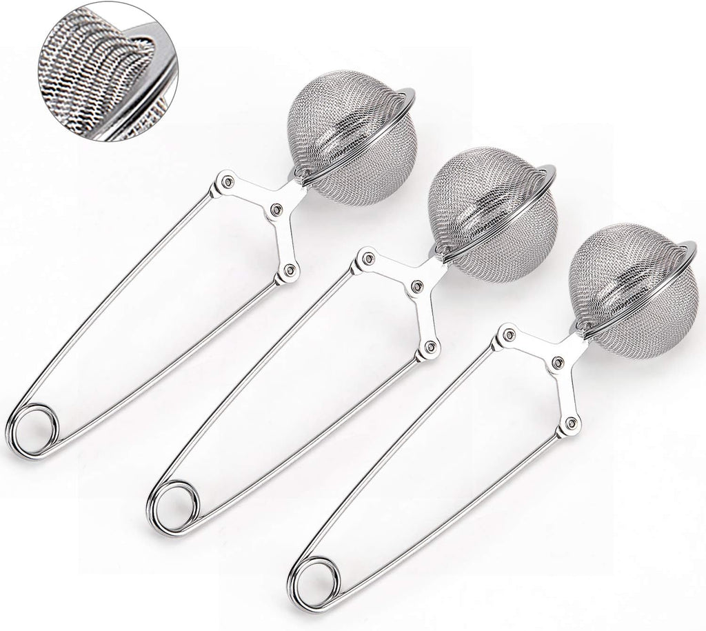 Snap Ball Tea Strainer,  3 Pack Premium Stainless Steel Tea Infuser with Handle for Loose Leaf Tea Fine Mesh Tea Balls Filter Infusers