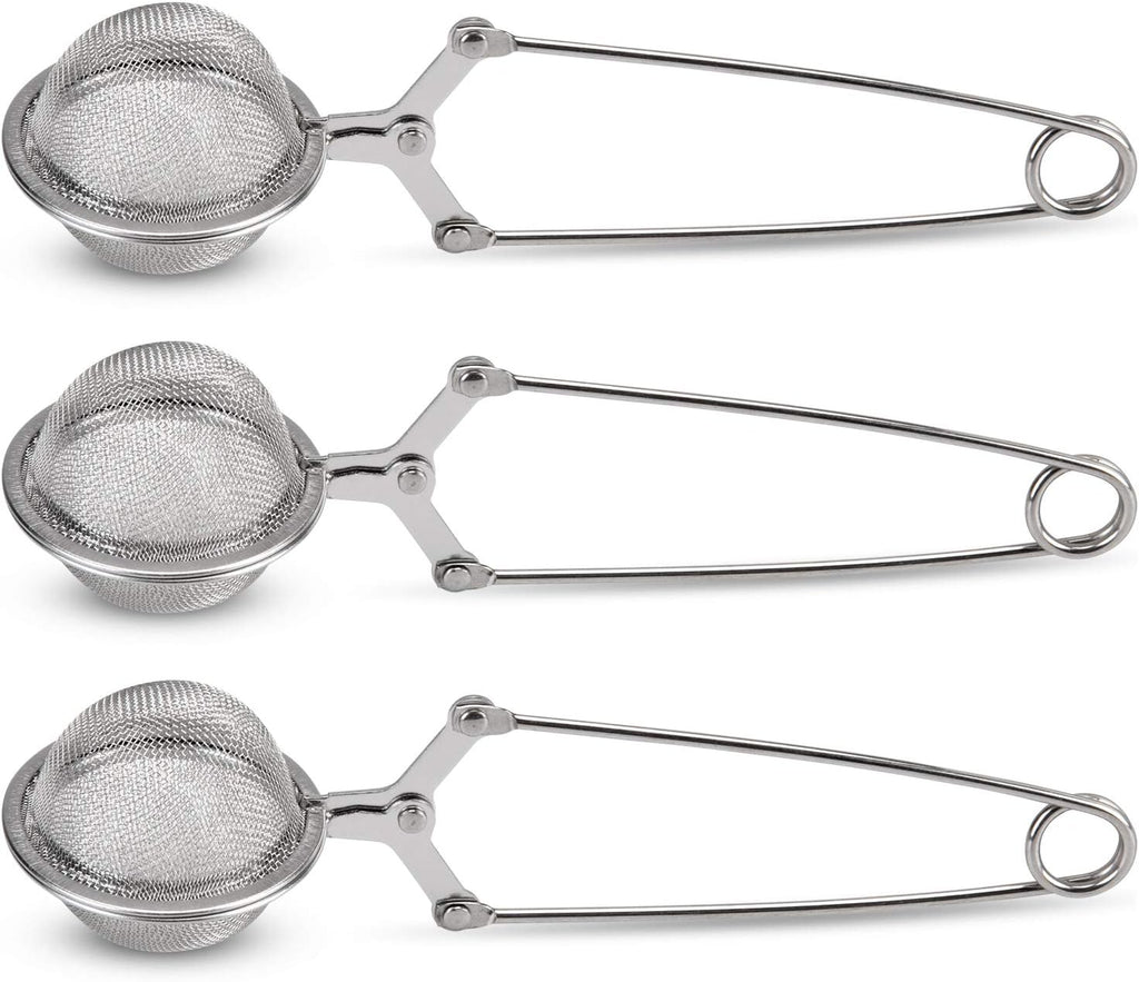 Snap Ball Tea Strainer,  3 Pack Premium Stainless Steel Tea Infuser with Handle for Loose Leaf Tea Fine Mesh Tea Balls Filter Infusers