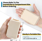 14 Grids Pill Organizer Box with Labels, Travel Medication Holder Dispenser Case Kit, Pocket Daily Pharmacy Container for Fish Oil Vitamin Supplement Storage, Khaki Pink Grey, 3 Pack Khaki+pink+grey