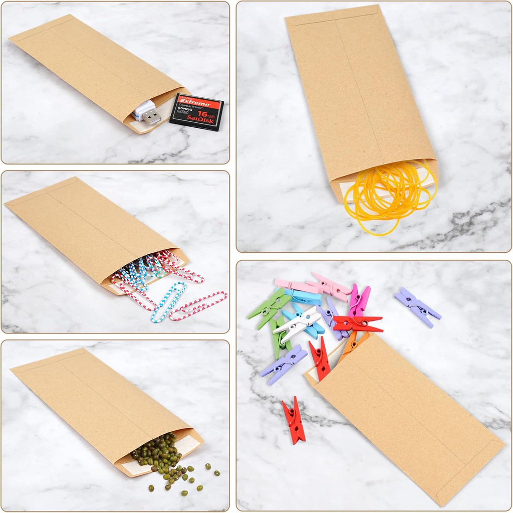 120 PCS Money Envelopes for Cash Kraft Paper, 6.5”x3.2” Small Self-Adhesive, Saving Challenge Coin Coin, Check, Budget, Item Organizer - 6.5"x 3.2"