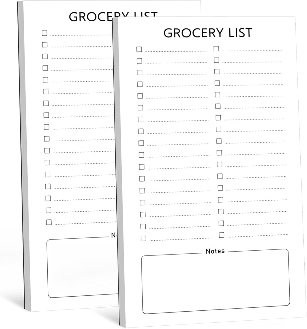 Grocery List Magnet Pad for Fridge, 2 Pack Magnetic Notepads Refrigerator, Full Back Shopping Lists, 60 Sheets Per Note Pads -