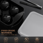 Whiskey Ice Cubes Mold 2 Pack - Round Cube & Ball Maker Set with Storage Bin, Trays Lid, Tongs for Bourbon Cocktails, Gifts Lover