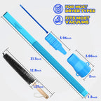 3 Pieces Dryer Vent Cleaner Kit - Lint Screens Brush Part,Dryer Trap Vacuum Brush,Vacuum Hose Attachment,Compatible with Most Cleaner,Quickly Removers 3p-blue