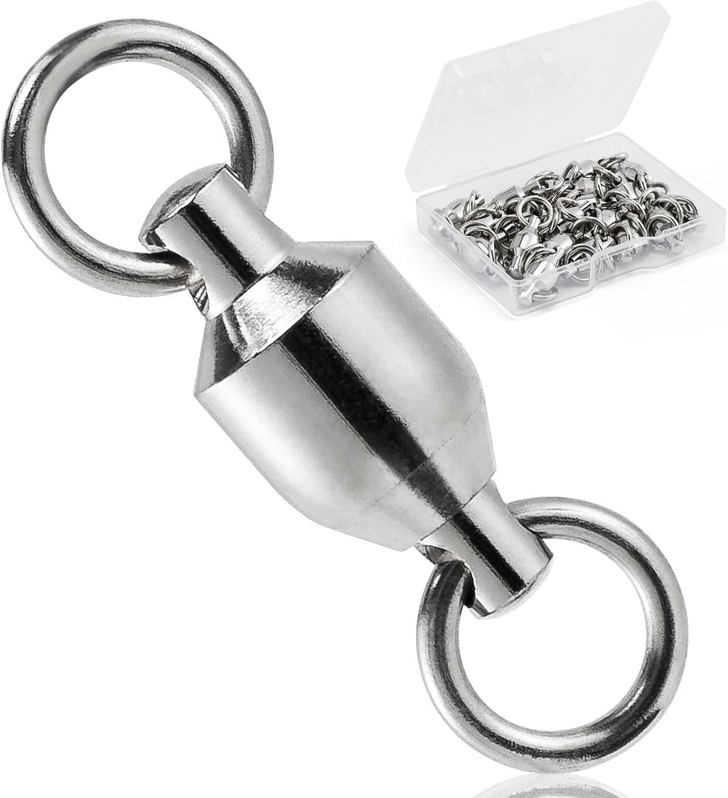 20 Pack Fishing Swivels, Ball Bearing Swivels Tackles, Copper Stainless Steel Solid Rings High Strength Barrel Saltwater - #8-390LB-20