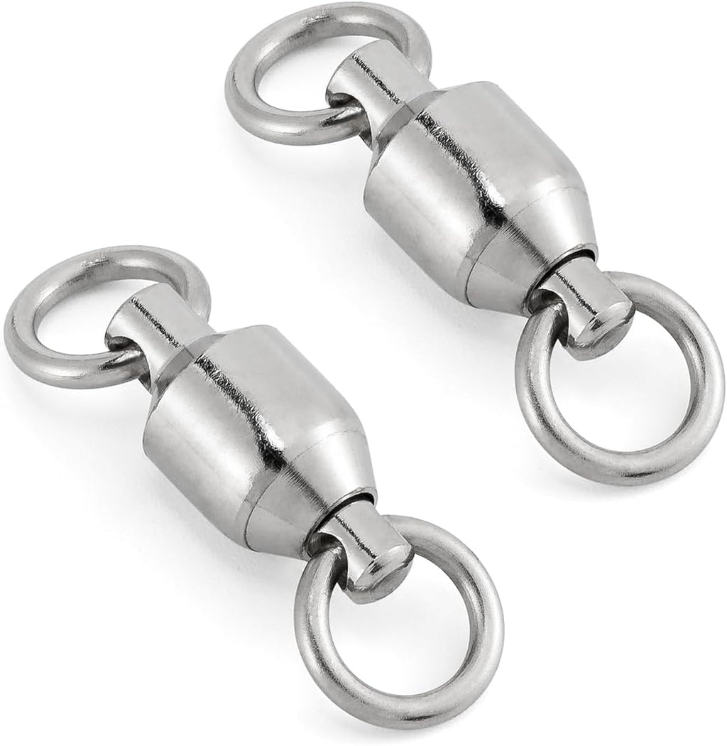 20 Pack Fishing Swivels, Ball Bearing Swivels Tackles, Copper Stainless Steel Solid Rings High Strength Barrel Saltwater - #8-390LB-20
