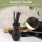 Chinese Gongfu Wooden Tea Ceremony Utensil Tools Set, 6PCS Kungfu Set Asian Teaware Kit for Traditional Brewing