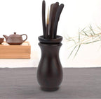 Chinese Gongfu Wooden Tea Ceremony Utensil Tools Set, 6PCS Kungfu Set Asian Teaware Kit for Traditional Brewing