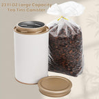 6 Pack Tea Tins Canister for Loose Tea, 23 Fl OZ Airtight Round Tin with Lid, Large Metal Storage Jars, White Kitchen Containers Travel Business Coffee Sugar Candy Spices Herbs