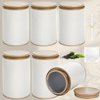 6 Pack Tea Tins Canister for Loose Tea, 23 Fl OZ Airtight Round Tin with Lid, Large Metal Storage Jars, White Kitchen Containers Travel Business Coffee Sugar Candy Spices Herbs