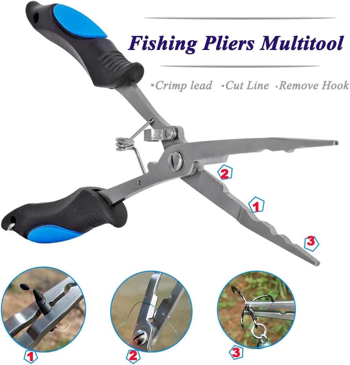 Vishaaktang - Hook Remover - Stainless Steel - Long Nose Hook Remover - With Sheath and Lanyard - Suitable for Line Clippers