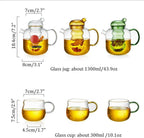 Handmade glass teapot for the stove with removable glass tea infuser - 2-in-1 flower teapot - Suitable for electric cooktops and kitchen appliances (colour: green)