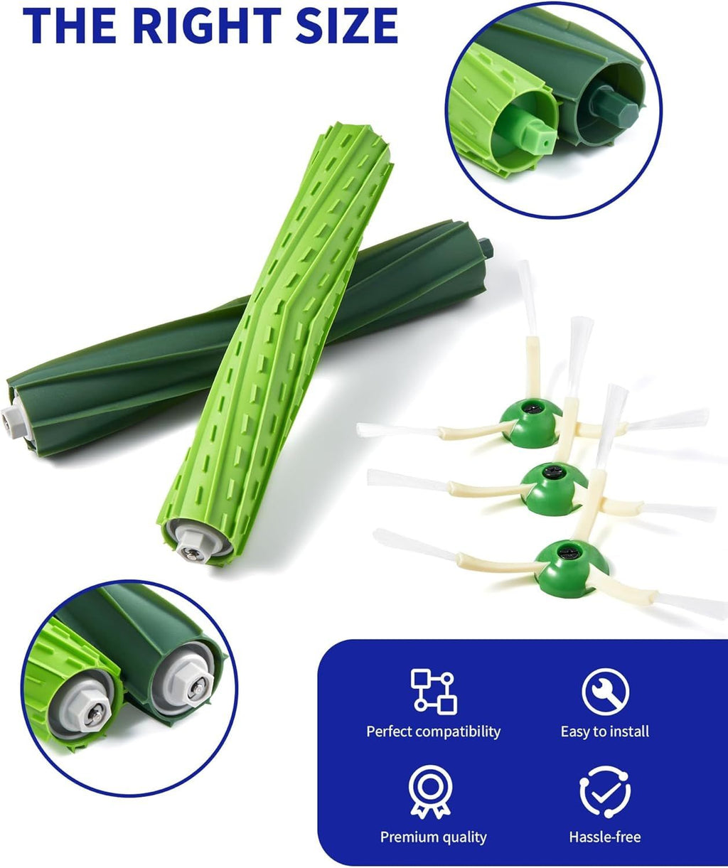 Replacement Parts & Accessories or iRobot E, I & J Series, Combo i5, j5 Series Robot Vacuum, Dual Multi-Surace Rubber Brushes & 3 HEPA ilter & 3 Edge-Sweeping Brushes