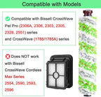 6 Pack Replacement Parts or bissell CrossWave Pet Pro 2306A & CrossWave 1785 Series 3888A Vacuum Cleaner, 3 Pack 2460 Brush Rolls,3 Pack 1866 ilters,Compare to Part 1613568&161-3568,1608684
