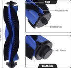 Replacement Parts Compatible with euy RoboVac 11S, 15T, 30, 30C, 15C, 12, 25C, 35C Accessories with 2 Main Rolling Brushes 6 ilter Sets 6 Side Brushes