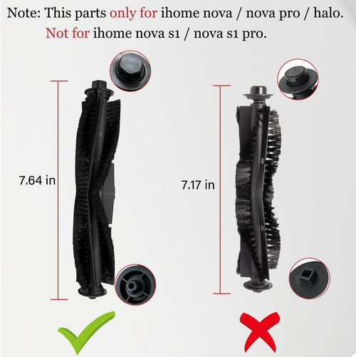 11Pcs iHRV6-BLK Replacement Parts or iHome AutoVac Nova Sel Empty Robot Vacuum Cleaner Spare Accessories, 1 Main Roller Brush,4 Side Brushes, 2 Hepa ilters, 2 Dust Bags, 2 Mop Pads