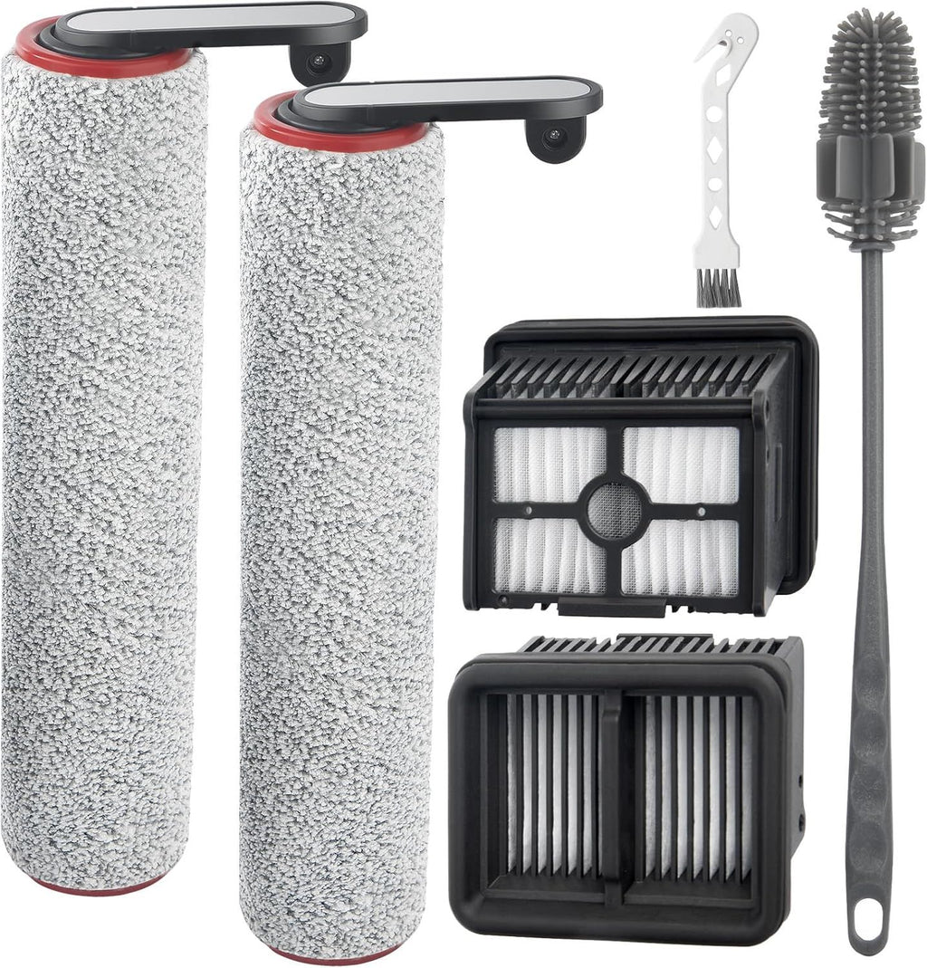 H12 Pro Roller Brush Replacement and HEPA ilter or Dreame H12 Pro, H12 Dual, G10 Pro Cordless Wet Dry Vacuum Cleaner, 2 Brush Rollers, 2 HEPA ilters, 1 Water Tank Brush, 1 Cleaning Brush