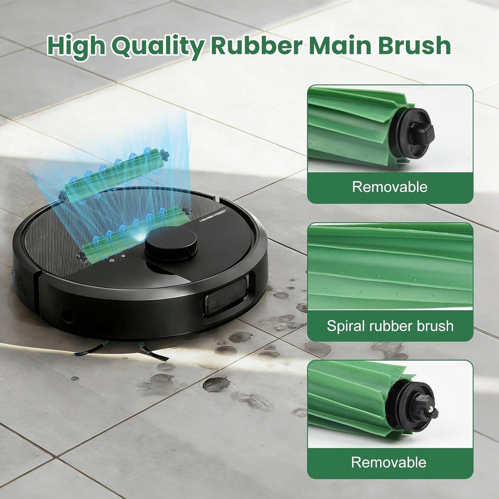 27 Pack Replacement Accessories or iRobot Roomba Plus 405 Combo/505 Combo/507 Combo Robot Vacuum Cleaner, 2 Main Brushes 6 Side Brushes 6 HEPA ilters 6 Mop Pads 6 Dust Bags 1 Cleaning Brush