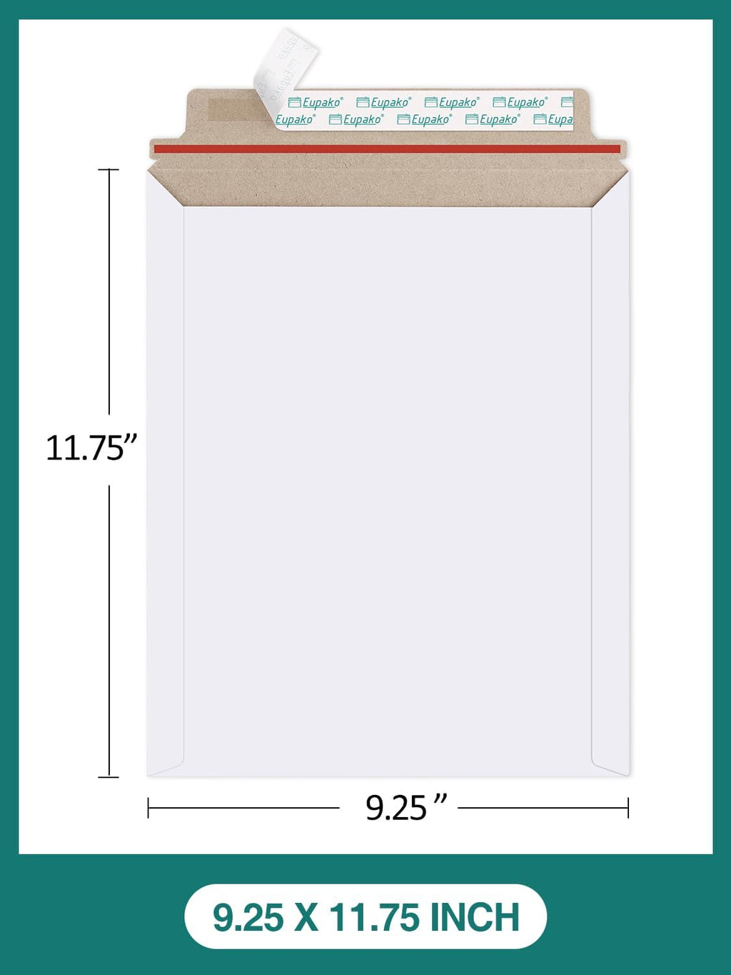 Eupako 9x11.5" 25 Pack Photo Document Mailer White Stay Flat Self-Seal Cardboard Envelopes for CDs, Pictures, Documents, 9.25 x 11.75 Inches