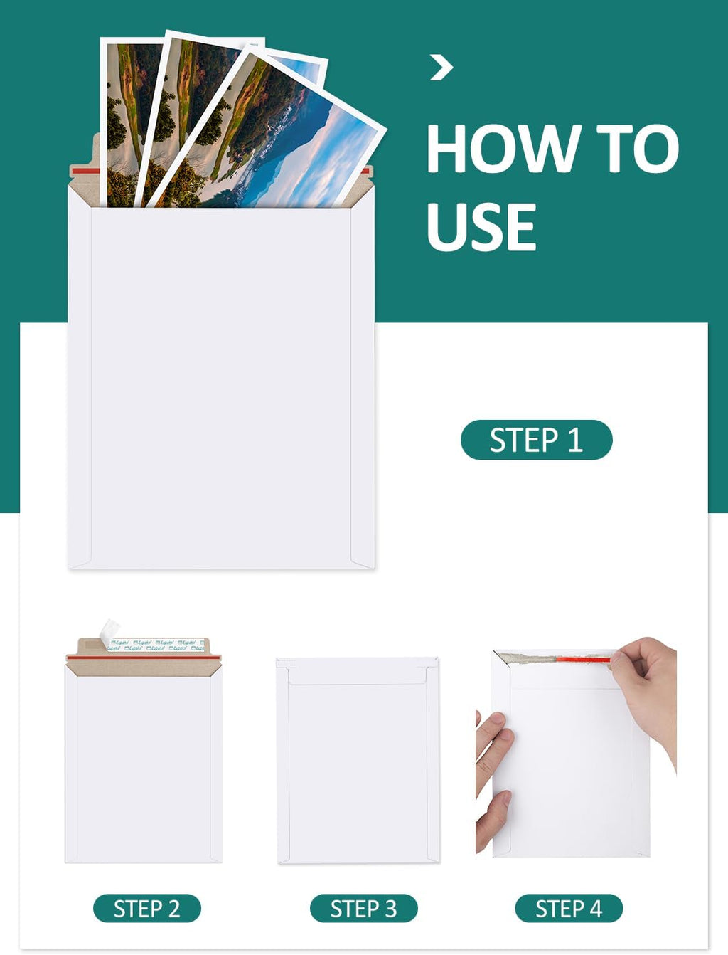 Eupako 9x11.5" 25 Pack Photo Document Mailer White Stay Flat Self-Seal Cardboard Envelopes for CDs, Pictures, Documents, 9.25 x 11.75 Inches