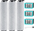 6-pack 3831 Vacuum Cleaner Brush Roll+ ilter Replacement Parts or Bissell Crosswave H2/3845N/3831 loor Scrubber, 3 Brush Rolls+3 ilters