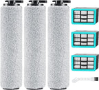 6-pack 3831 Vacuum Cleaner Brush Roll+ ilter Replacement Parts or Bissell Crosswave H2/3845N/3831 loor Scrubber, 3 Brush Rolls+3 ilters