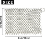 Cast Iron Cleaner 8"x6" 316L Stainless Steel Chainmail Scrubber Scraper Chain Mail Link Scrub for Pans, Griddles and BBQ Grills Cleaning