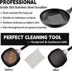 Cast Iron Cleaner 8"x6" 316L Stainless Steel Chainmail Scrubber Scraper Chain Mail Link Scrub for Pans, Griddles and BBQ Grills Cleaning
