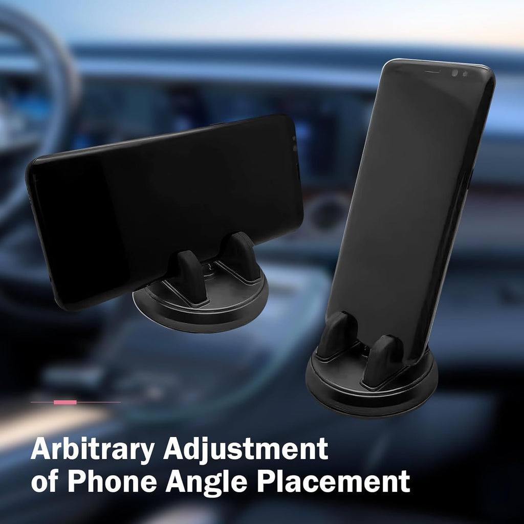 Car Dashboard Phone Mount, Three-Point Support Anti-Slip Smartphone Holder, Rotating Center Console Navigation Mount for Vertical and Horizontal, Universal for Car & Home (Black)