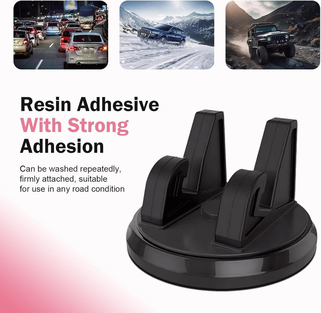 Car Dashboard Phone Mount, Three-Point Support Anti-Slip Smartphone Holder, Rotating Center Console Navigation Mount for Vertical and Horizontal, Universal for Car & Home (Black)