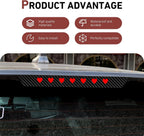 Car Third Brake Light Decal, Cute Hollow Out Love High Mount Stop Light Sticker, Waterproof Self-adhesive Taillight Overlay, Universal Decorative Part for Car SUV Truck (Carbon Fiber Black)