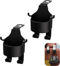 2 PCS Car Seat Back Hooks, 3-in-1 Cup Phone Holder and Storage Double Hooks for Key Umbrella Bag Hat, Strong Load Bearing Anti-Shake Layered Mount, Universal Hanging Interior for Cars (Black)