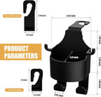 2 PCS Car Seat Back Hooks, 3-in-1 Cup Phone Holder and Storage Double Hooks for Key Umbrella Bag Hat, Strong Load Bearing Anti-Shake Layered Mount, Universal Hanging Interior for Cars (Black)