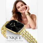 Gold Band Compatible with Apple Watch Bands for Women 40mm 42mm 38mm 41mm 44mm 45mm 46mm, Adjustable Metal Chain Link Bracelet Accessories for iWatch Band Series 11 10 9 8 7 6 5 4 3 2 1(No Case)