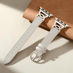 Slim Leather Band Compatible with Apple Watch Bands for Women 40mm 38mm 41mm 42mm 44mm 45mm 46mm, Top Grain Leather Band with DC-shaped Buckle for iWatch Band Series 11 10 9 8 7 6 5 4 3 2 1 SE