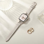 Slim Leather Band Compatible with Apple Watch Bands for Women 40mm 38mm 41mm 42mm 44mm 45mm 46mm, Top Grain Leather Band with DC-shaped Buckle for iWatch Band Series 11 10 9 8 7 6 5 4 3 2 1 SE