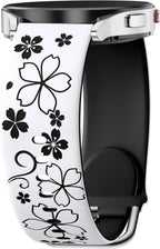 Floral Engraved Band-Compatible with Samsung Galaxy Watch 7 Band 6 4 5 40mm 44mm/5 Pro/6 4 Classic/Active 2, 20mm Cute Two-Tone Flower Soft Silicone Sport Strap for Samsung Watch Bands Women Men