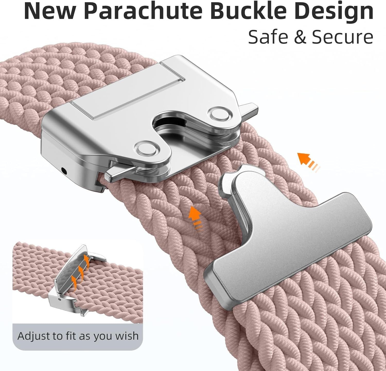 18mm 20mm 22mm Braided Band Compatible with Garmin Vivoactive 5/Vivoactive 6/4/3 Watch Bands, Parachute Buckle Nylon Elastic Sport Strap for Garmin Venu 3 2/3S 2S/Forerunner 165/55/245 Women Men