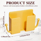 4Pcs Wall Mount Phone Holder Adhesive Wall Phone Mount Charging Stand and Remote Control Stand Multipurpose Socket Pocket Universal Deck Storage Box for Bedroom, Kitchen, Bathroom, Office