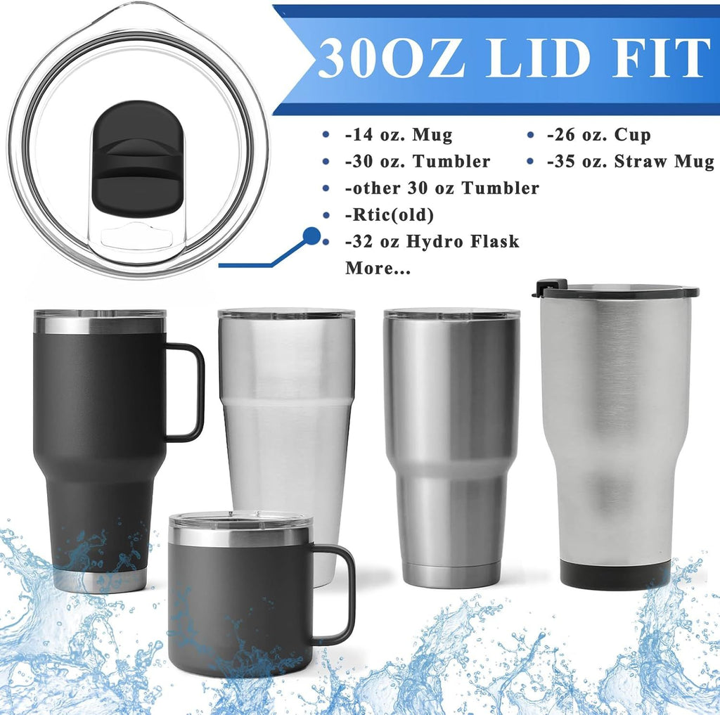 30 oz Tumbler Lid for YETI Rambler Magnetic Slider Lid Splash Resistant Replacement Lid for 30 oz Tumbler, 14 oz Mug and 35 oz Straw Mug, Ozark Trail Old Style RTIC Ember 14 oz, BPA Free (2 Pack)