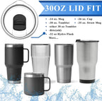 30 oz Tumbler Lid for YETI Rambler Magnetic Slider Lid Splash Resistant Replacement Lid for 30 oz Tumbler, 14 oz Mug and 35 oz Straw Mug, Ozark Trail Old Style RTIC Ember 14 oz, BPA Free (2 Pack)
