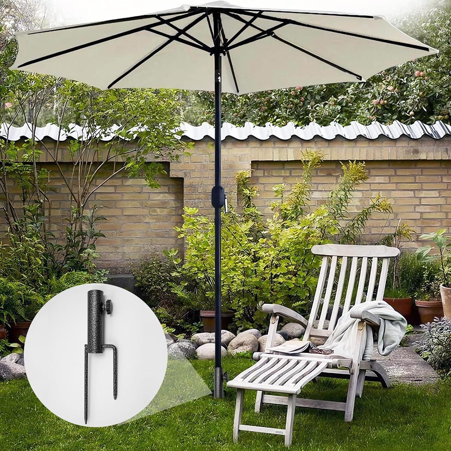 Patio Umbrella Steel Anchor Sand Anchor Beach Umbrella Anchor Grass Auger Spike Patio Sunshade Support Beach Umbrella Steel Stand Base