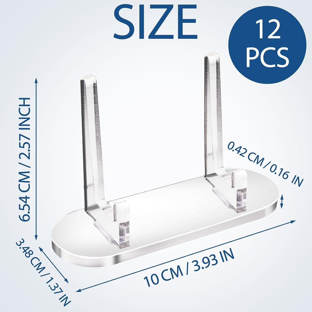 12 Pcs Trading Card Display Stand Clear Acrylic Baseball Card Display Picture Holder Stands for PSA Graded Cards, Ideal for Sports Cards, Trade Shows (Cards Not Included)