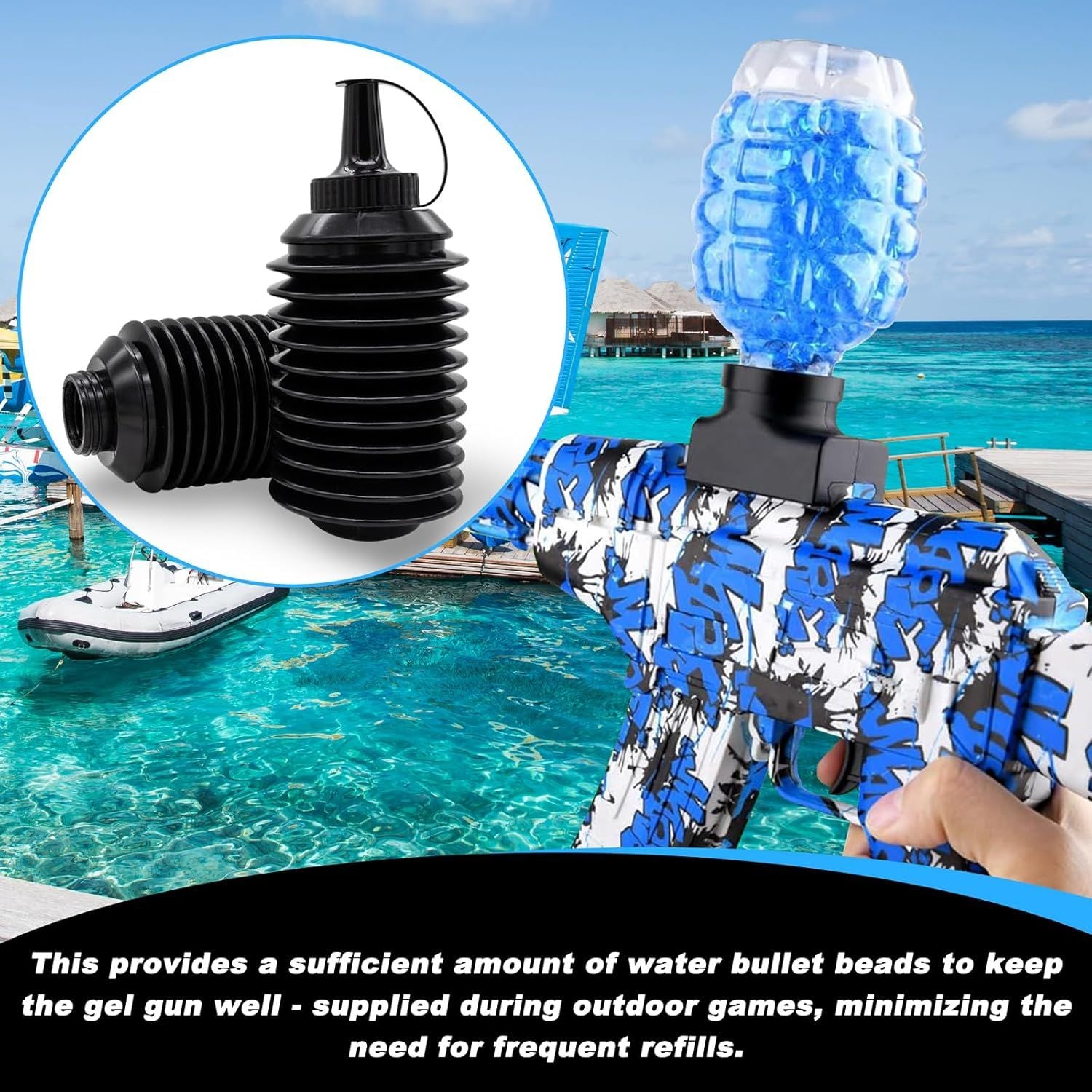 4 Pack Gel Ball Blaster Gun Accessories Bullets Beads Refill Ammo Bottle Plastic Hopper Accessories for Gel Gun Outdoor Party Game