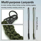 2 Pieces Heavy Duty Paracord Lanyard Braided 550 Necklace Keychains Whistles Wrist Strap Parachute Rope for Outdoor Activities, Camera, ID Card Badge Holder, Wallet and Keys (Black + Olive Green)